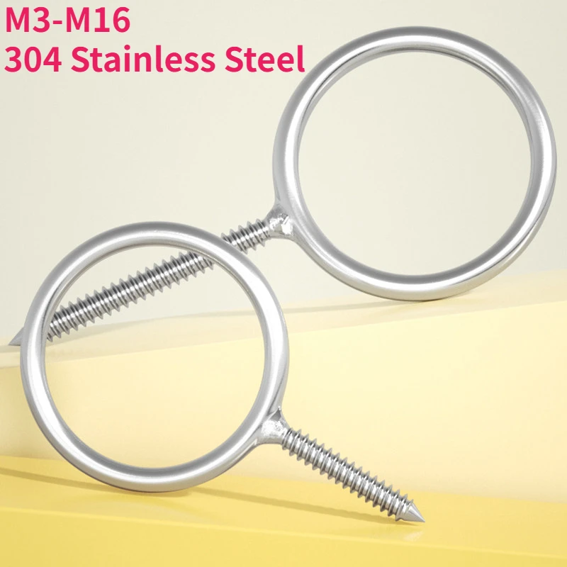 M3 M4 M5 M6 M8 M10 M12 M16 304 Stainless Steel Welding Circular Ring Self-Tapping Screw Sheep Eye Type Wood Screws Bolt