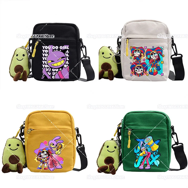 The Amazing Circus Tote Handbag Crossbody Bag Women Dual-purpose Portable Big-capacity Moblie Phone Pouch with Avocado Pendant