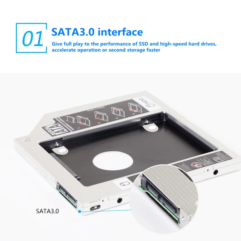 Full Aluminum Hard Disk Tray For 12.7/9.5 Inch Laptop Mechanical Sata3 Ssd Solid State Drive Drive Support Bracket Hdd Caddy