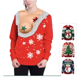 Family Merry Christmas Sweatshirts for Women Men Top Print Sueter Pull Jumper 3D Cartoon XMAS Sweatshirt Ladies 2024 New Year