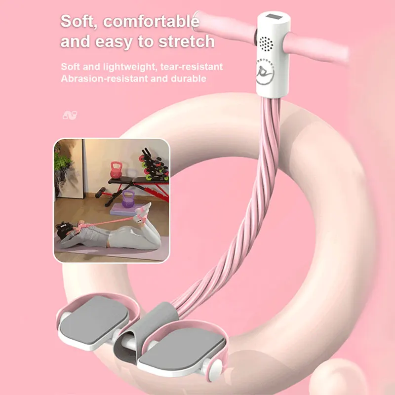 Multifunction Tension Rope Elastic Yoga Pedal Puller Resistance Rope Band Counting And Voice Broadcasting Fitness Slimming Train