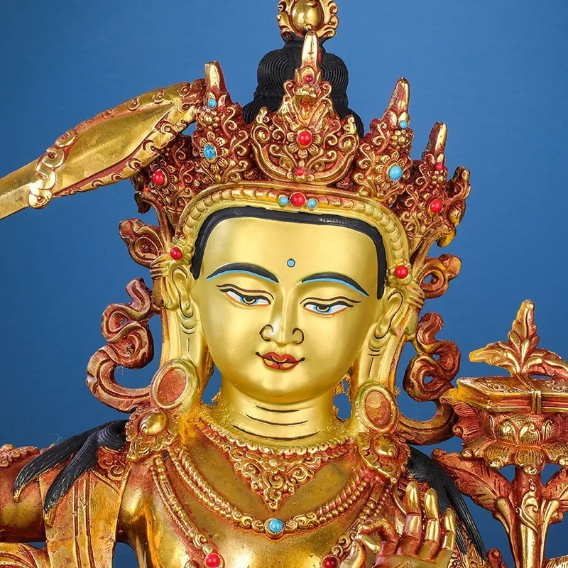 Copper-red ancient gold Manjushri Bodhisattva statue15Tibetan Tantric Buddhist Hall Ornament - Tibetan Manjushri and Puxian Bodh