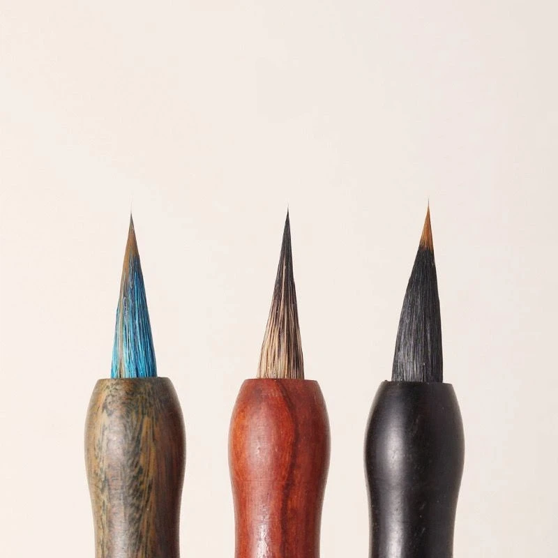 Rabbit Small Regualr Script Calligraphy Brush Short Pocket Slim Gold Style Brush Woolen Hair Watercolor Chinse Painting Brush