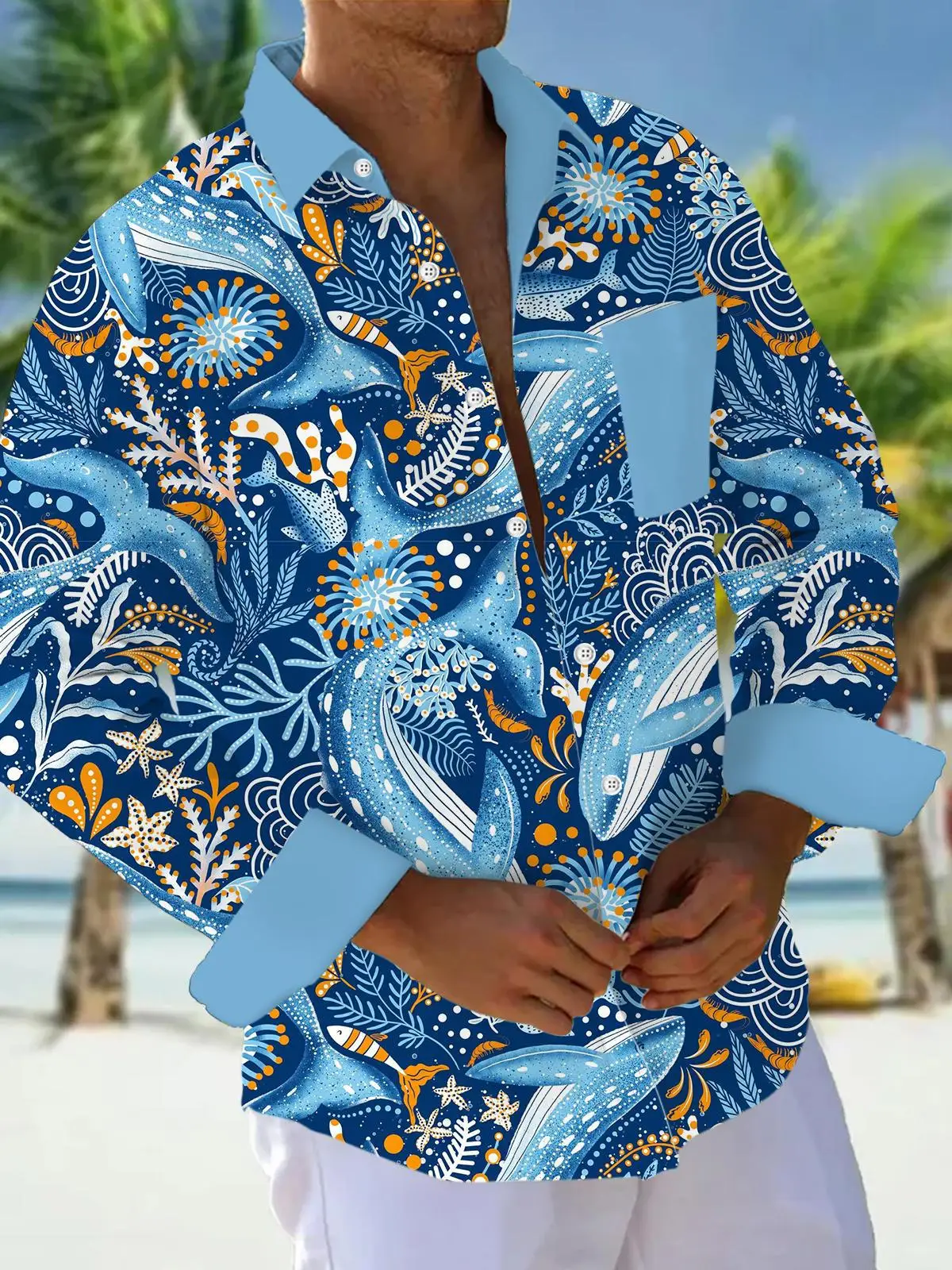 قمصان رجالية، قمصان بأزرار سفلية، قمصان كاجوال، للربيع والصيف، مطبوعة بأكمام طويلة، يوميًا، عصرية، مريحة #5