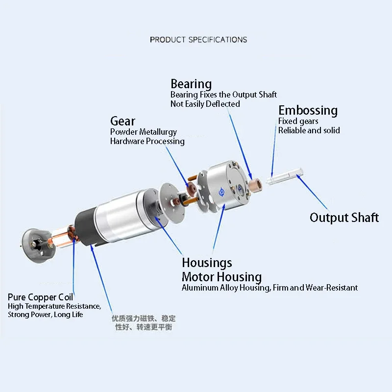 JGB37-555 12V 24V Micro DC Gear Motor 7~960RPM Speed Control Motor Rated Power 15.6W Metal Gear M6 Screw with Flange Nut
