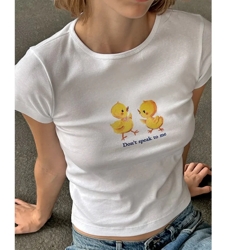 

Женская Винтажная футболка с мультипликационным принтом, в готическом стиле