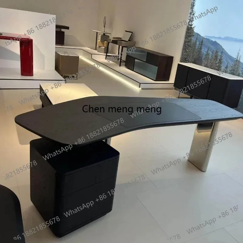 

L185 wabi-sabi wind desk — итальянский минималистичный стол премиум-класса, легкий люкс, современный минималистичный стол нестандартной формы из массива дерева.
