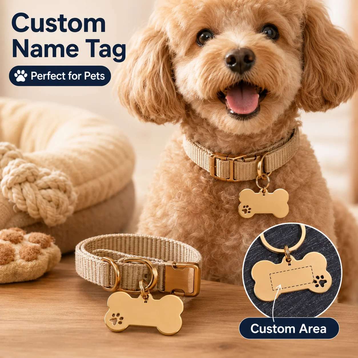Personalisierte Hunde-Namensschilder, doppelseitig, mit individuellem Text, Knochenform, Edelstahl, Lasergravur, personalisierte Haustier-ID-Tags – Detail 6