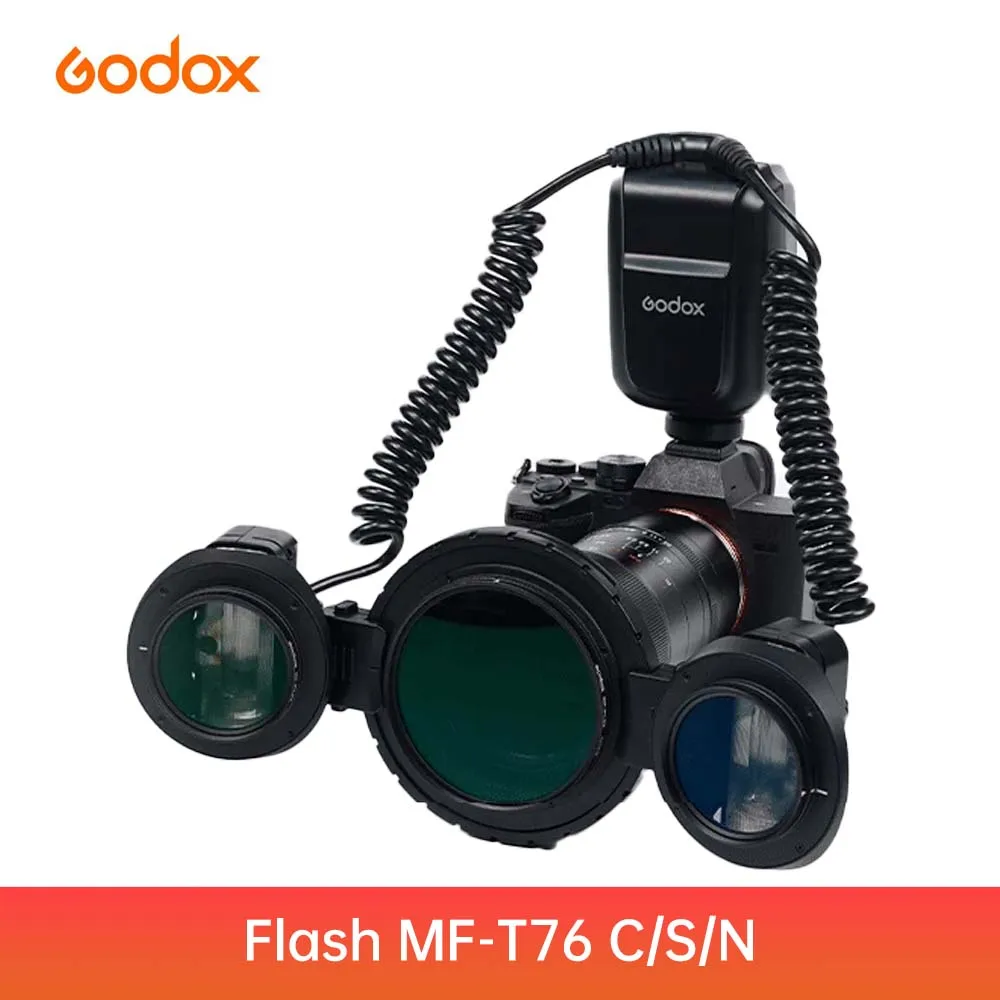 Godox MF-T76 Macro Flash TTL HSS 1/256-1/1 Power Dual Flash Head 150° Adjustable 2.4G Wireless X System for Sony Canon Nikon