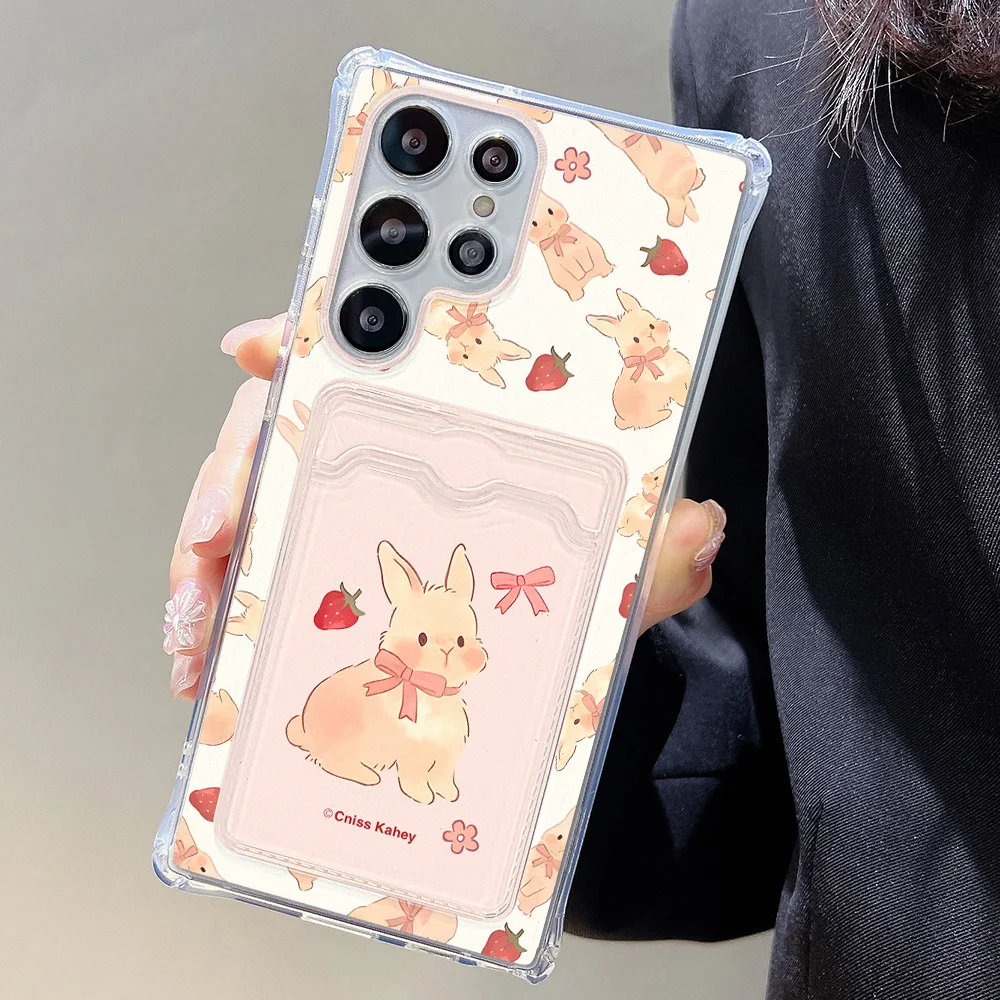

INS Skate Bear Clear Phone Case For Samsung A55 A54 A53 A52 A51 A35 A34 A33 A16 A15 A14 A13 A06 A05 Wallet Card Bag Holder Cover