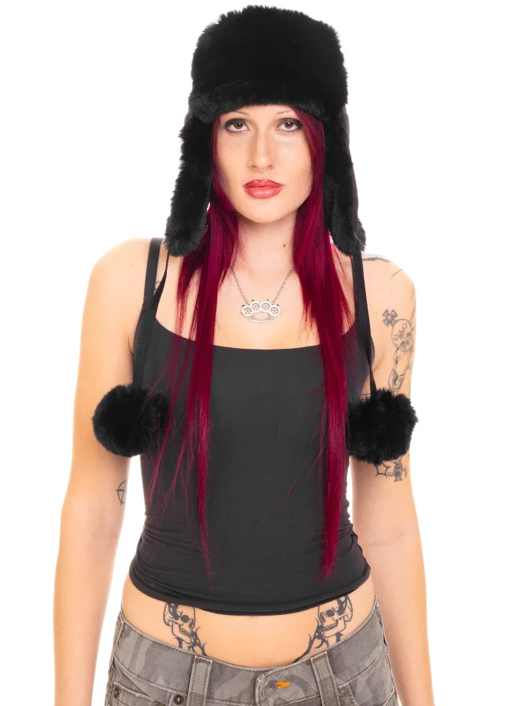 Осенне-зимняя шляпа с крестом и горячими бриллиантами, милая и теплая шляпа Лей Фэн, темное готическое украшение с волосатым шариком