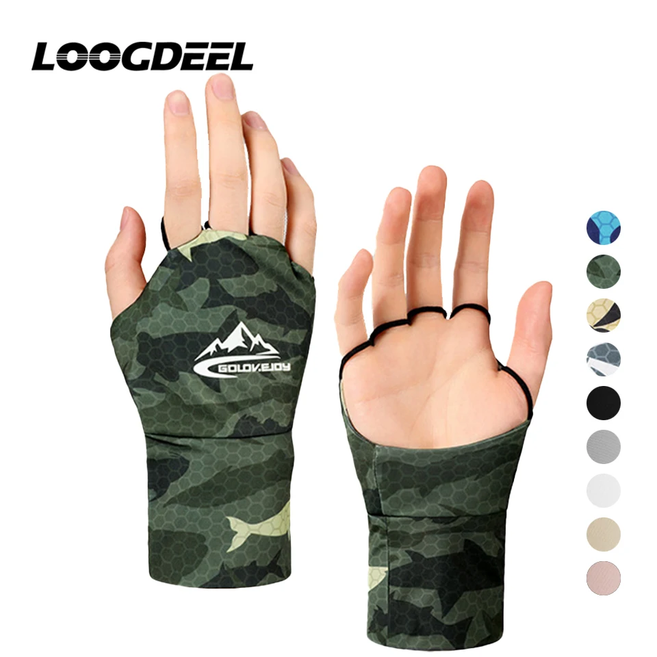 LOOGDEEL Fishing Gloves Ice Silk Anti-UV Breathable Sunscreen High Elastic Women Men Outdoor Sport Cycling Fishing Diving Gloves