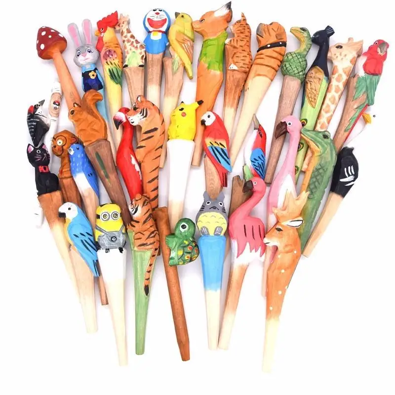 Craft Animals Pen Classic Wooden  Hand-carved s Creative Stationery Wood Ballpoint