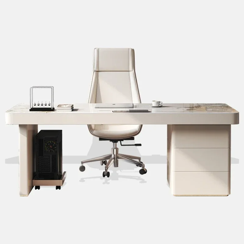 

Cream Style Light Luxury Stone Plate Desk Modern Simple High-End Desk