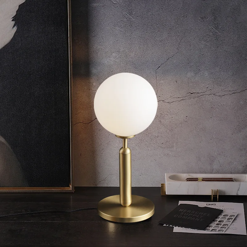 Nordic Glass Ball Desk Lamp With Touch Switch Used For Study Dressing Table Live Broadcast Lighting Bedroom Bedside Table Lamp