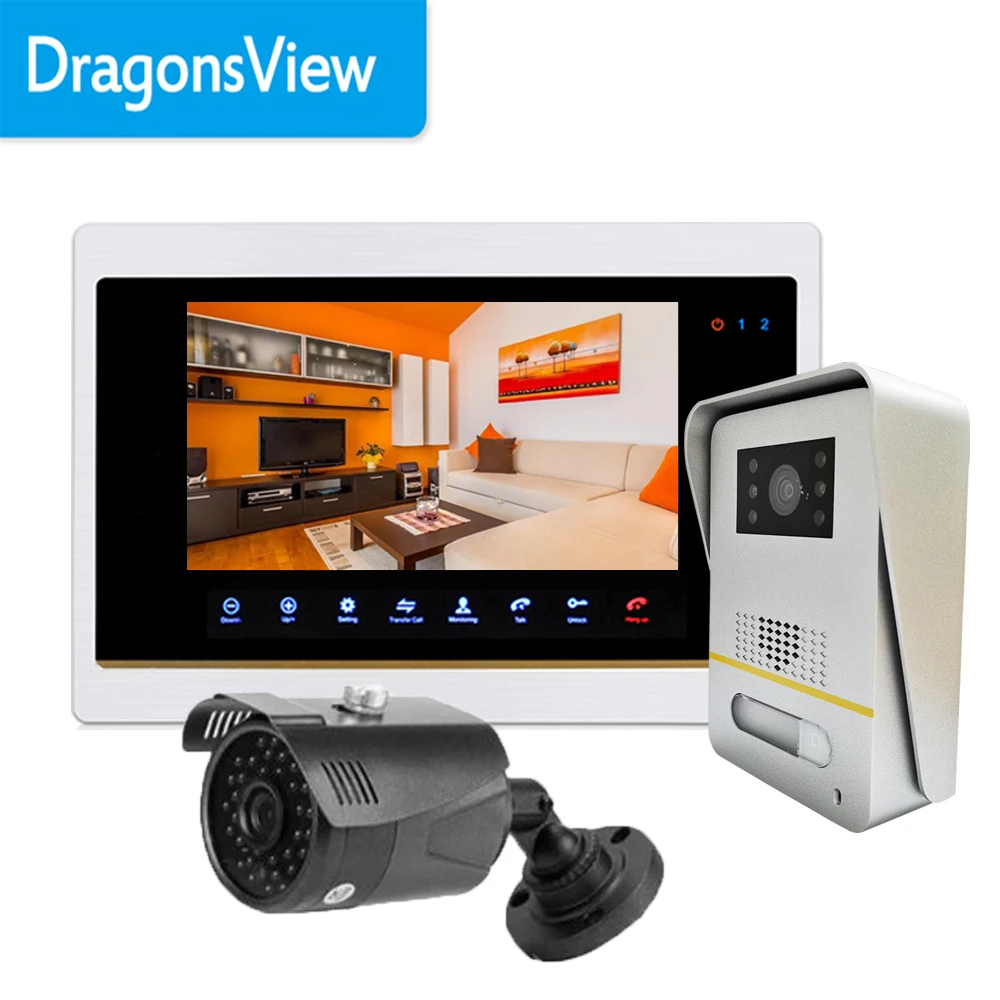 

Dragonsview 7 Inch Video Door Phone Doorbell Camera Wired Video Intercom Home Security System Unlock CCTV Camera Waterproof