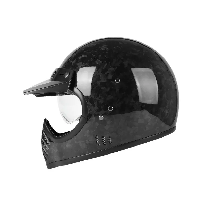 Carbon Fiber Motorcycle Helmet Retro Full Helmet Men's All Season Universal