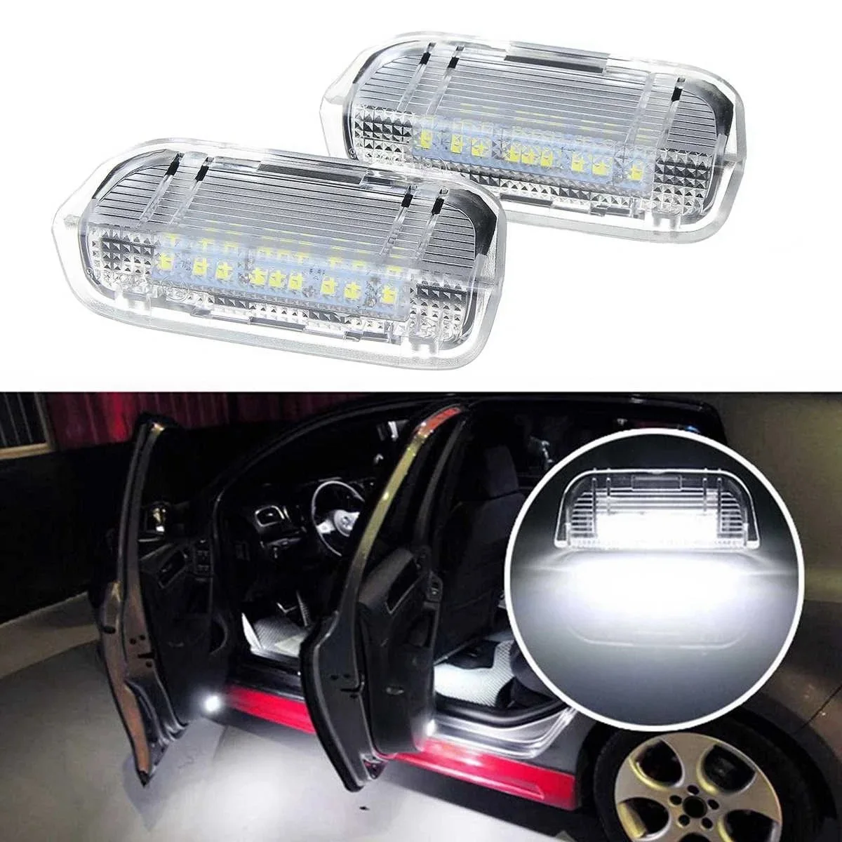 2Pcs Door Warning Welcome Courtesy Light LED Lamp Decorative Lamp for Golf 5 6 7 Mk5 Mk6 Mk7