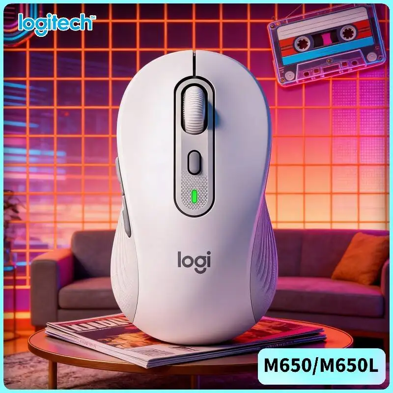 Logitech M650/M650L Wireless Ergonomic Mouse - 4000 DPI Sensor, Recycled Plastic Body, 90% Reduced Noise, 10m Range