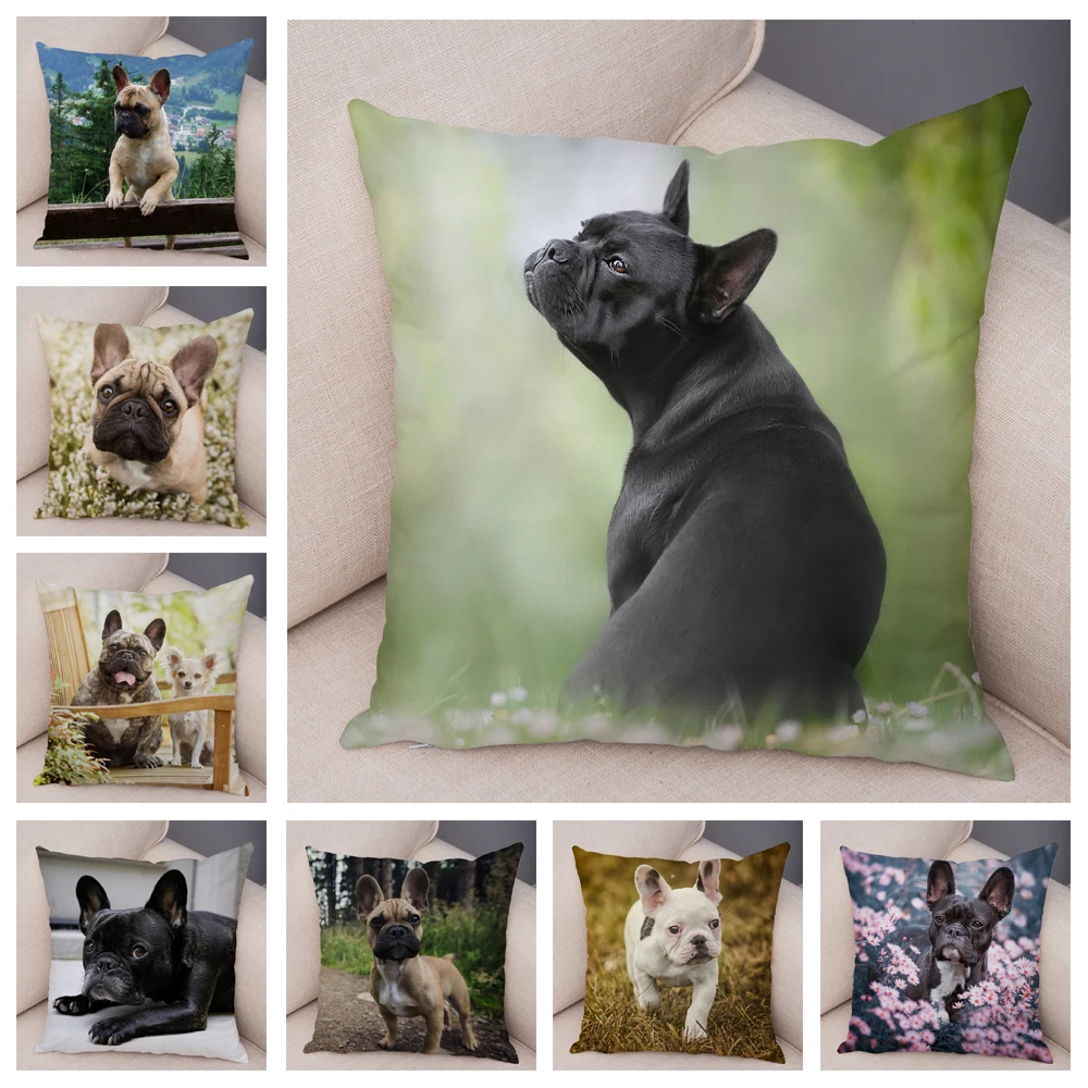 Poszewka na poduszkę Cute Pet Mini French Bulldog Poszewka na poduszkę Home Sofa Car Decoration Animal Dog Poszewka na poduszkę z nadrukiem