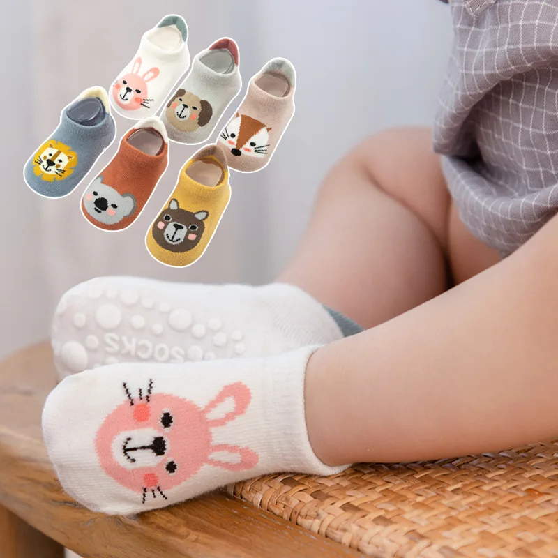 New Winter Spring Anti Slip Baby Socks Cute Cartoon Animal Letter Print Toddler Kids Floor Sock Rubber Soles Baby Boy Girl Socks