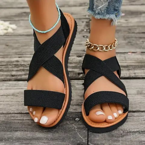 Sommar Utomhus Strand Fritid Damskor Ultralätta Mjuka Sulor Romersk Stil Strandsandaler Mjuka Sulor Stora Storlekar Sandalier 10 best sales romerska sandaler för kvinnor - №8