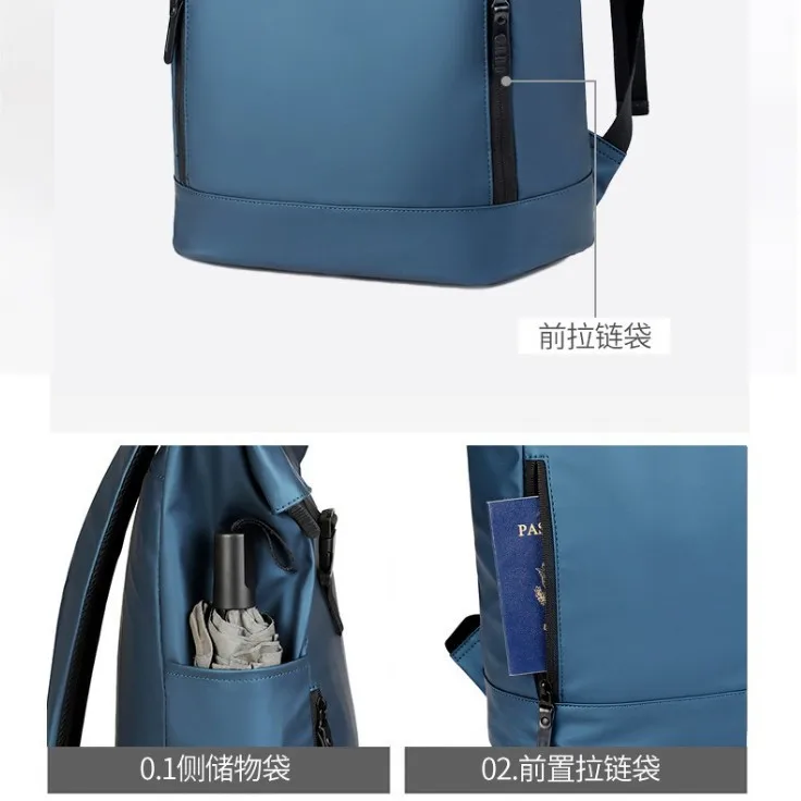 

Popular Backpack Men's Business Commuter Light Backpack Roll Top Flip Large Capacity Foldable Travel