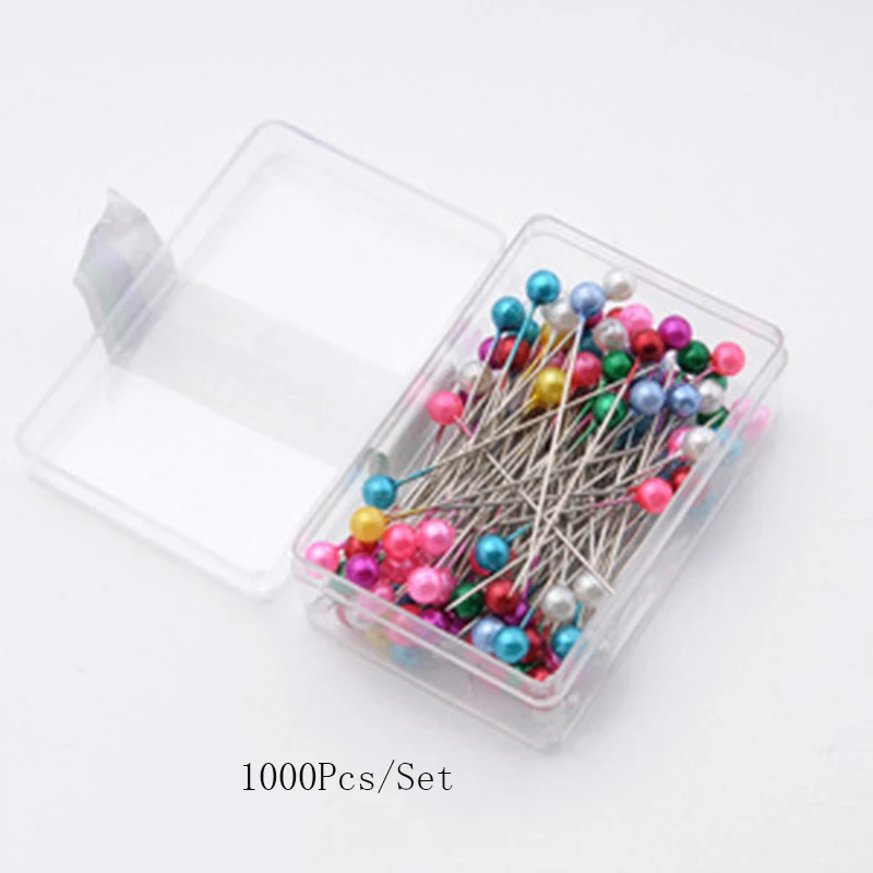 1000Pcs/Set 40mm Round Pearl Head Needles Stitch Sewing Straight Pins For Dressmaking DIY Sewing Tools Positioning Accessories