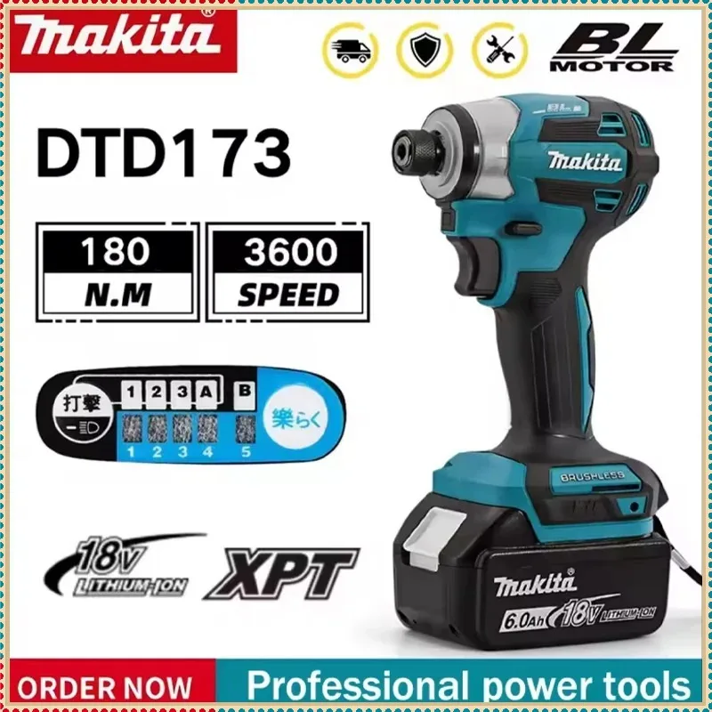 

Бесщеточный электрический шуруповерт Makita DTD173 для авторемонта, ударный шуруповерт с крутящим моментом 220 Н·м, электроинструмент для Makita 18В