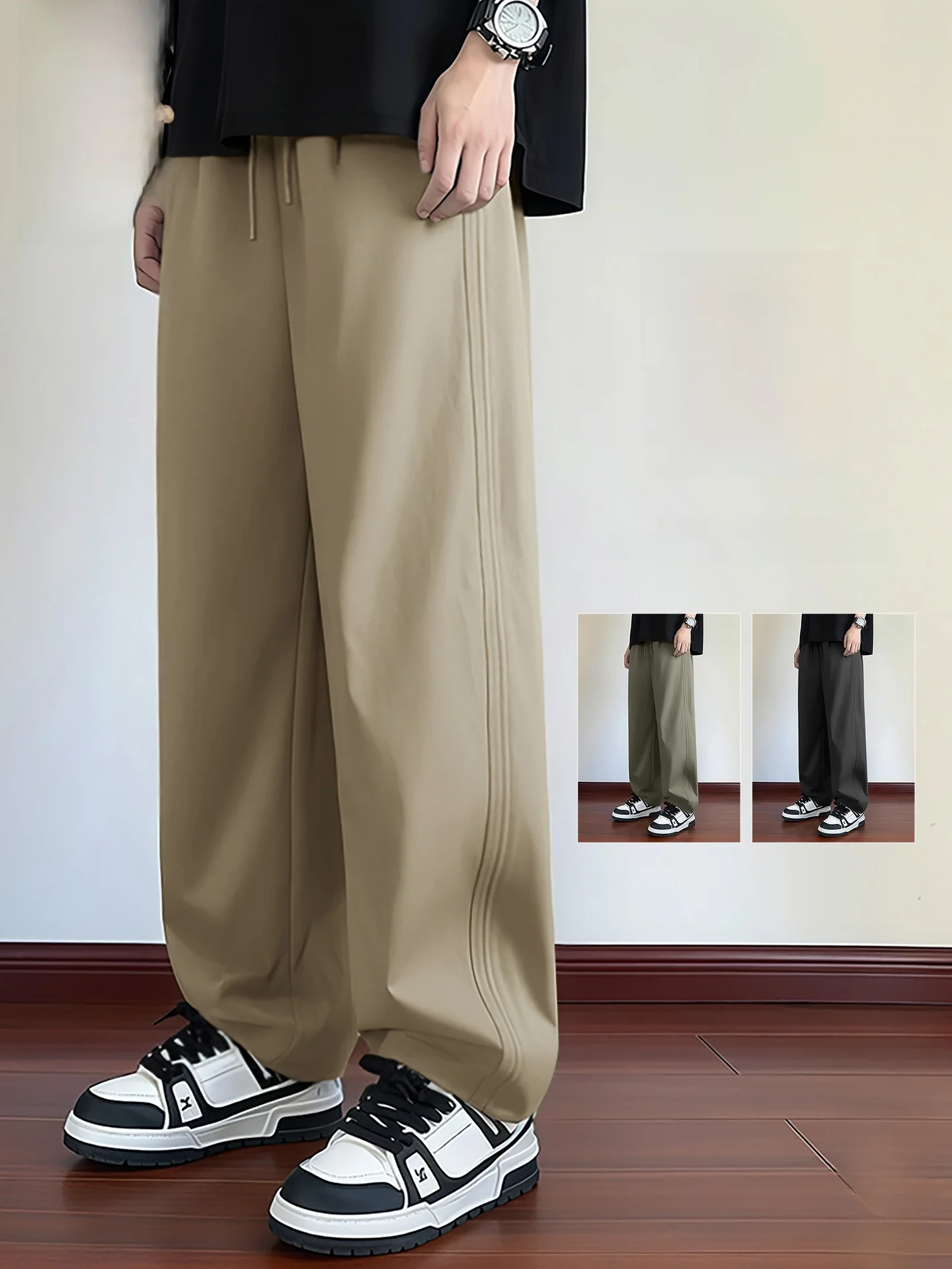 

Khaki Casual Men's Long Pants Spring 2026 New Loose Versatile Knife Pants American Sle Polyester Fiber