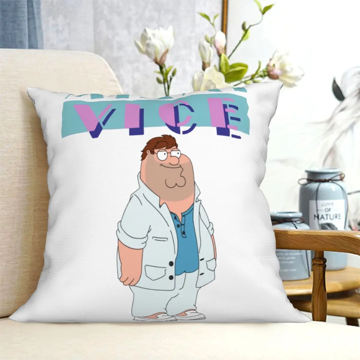 GUY PETER GRIFFIN MIAMI VICE Cushion Pillow Cover Sofa Pillow Cover Vintage Sofa Pillow Decoration Home Customizable