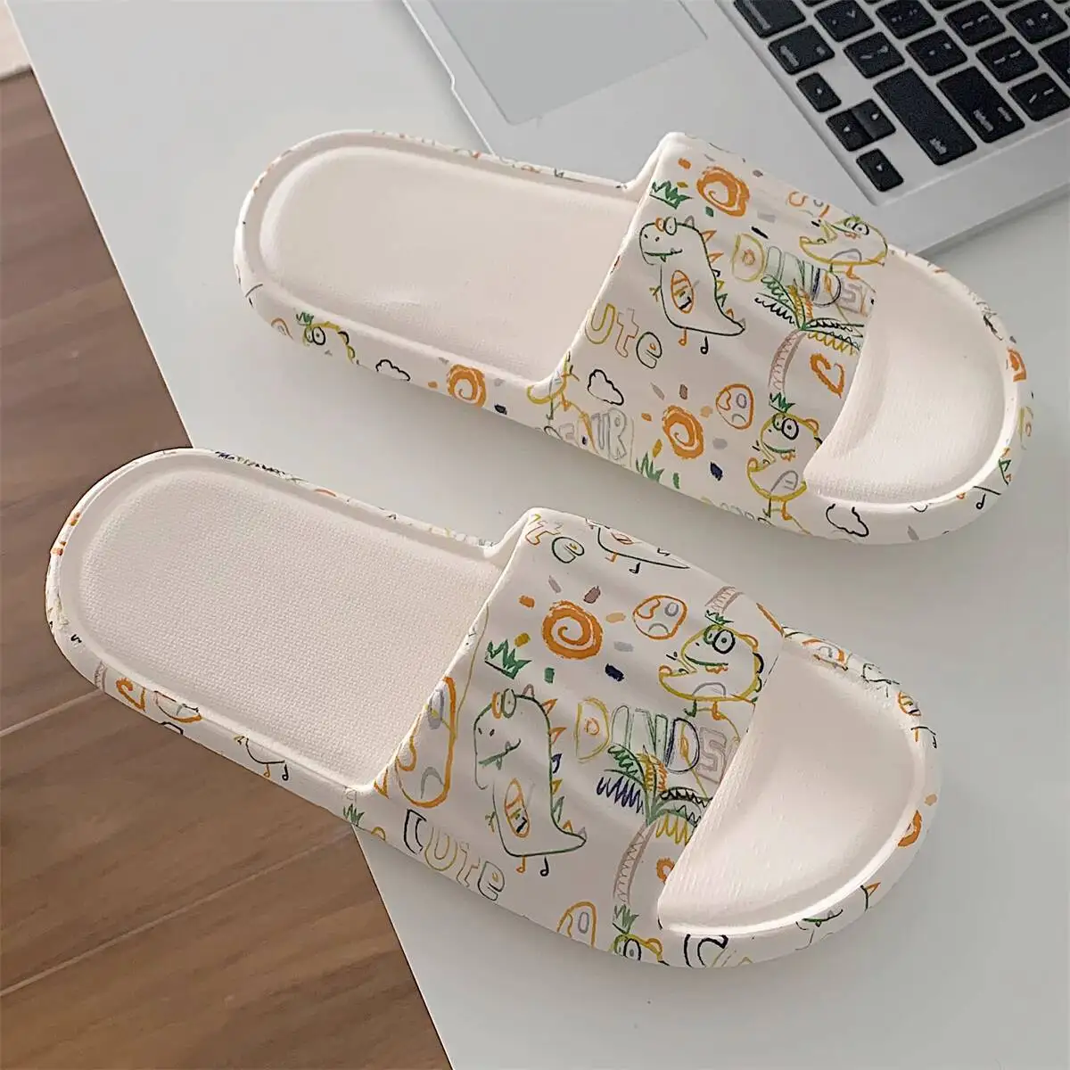 

Korean Cute Student Slippers Summer New EVA Anti-Slip Bathroom Childish Graffiti Home Indoor Cool Slippers for Women