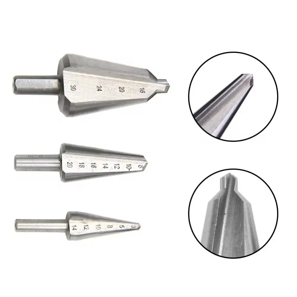 

3Pcs 16-30 8-20 3-14mm Taper Drill Bits Wood Metal Hole Straight Groove Umbrella Chamfer Drill Drilling Tools Set High Quality