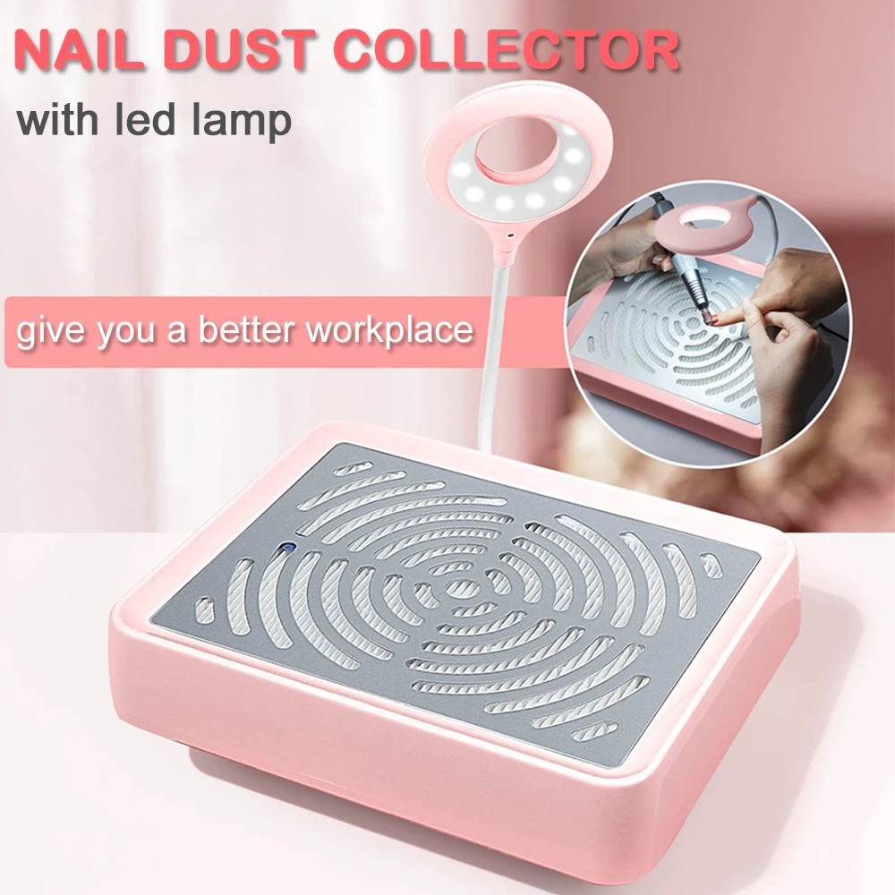 Nail Dust Collector With Lamp Powerful Nail Vacuum Fan Nail Dust Suction Collector Extractor 40W Dust Colector For Manicure