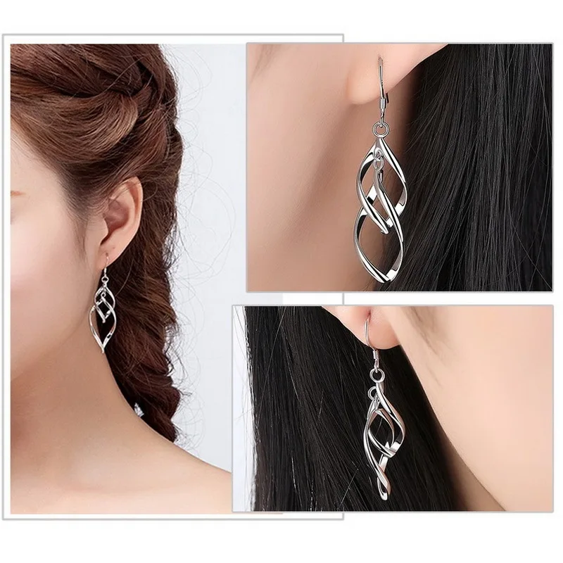 Low-allergy ear pendants, long style, elegant fringed earrings, Korean-style double-twisted earrings, fashionable earrings for l