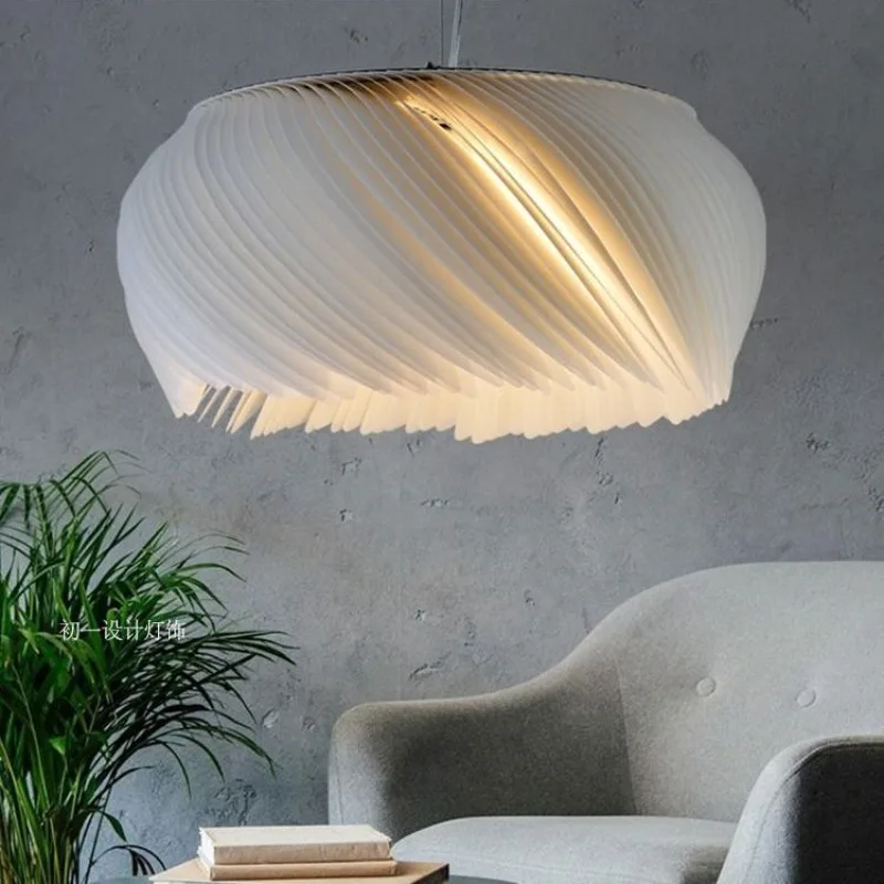 

Danish designer pleated feather chandelier minimalist Nordic living room restaurant parchment art decorative lamp pendant light