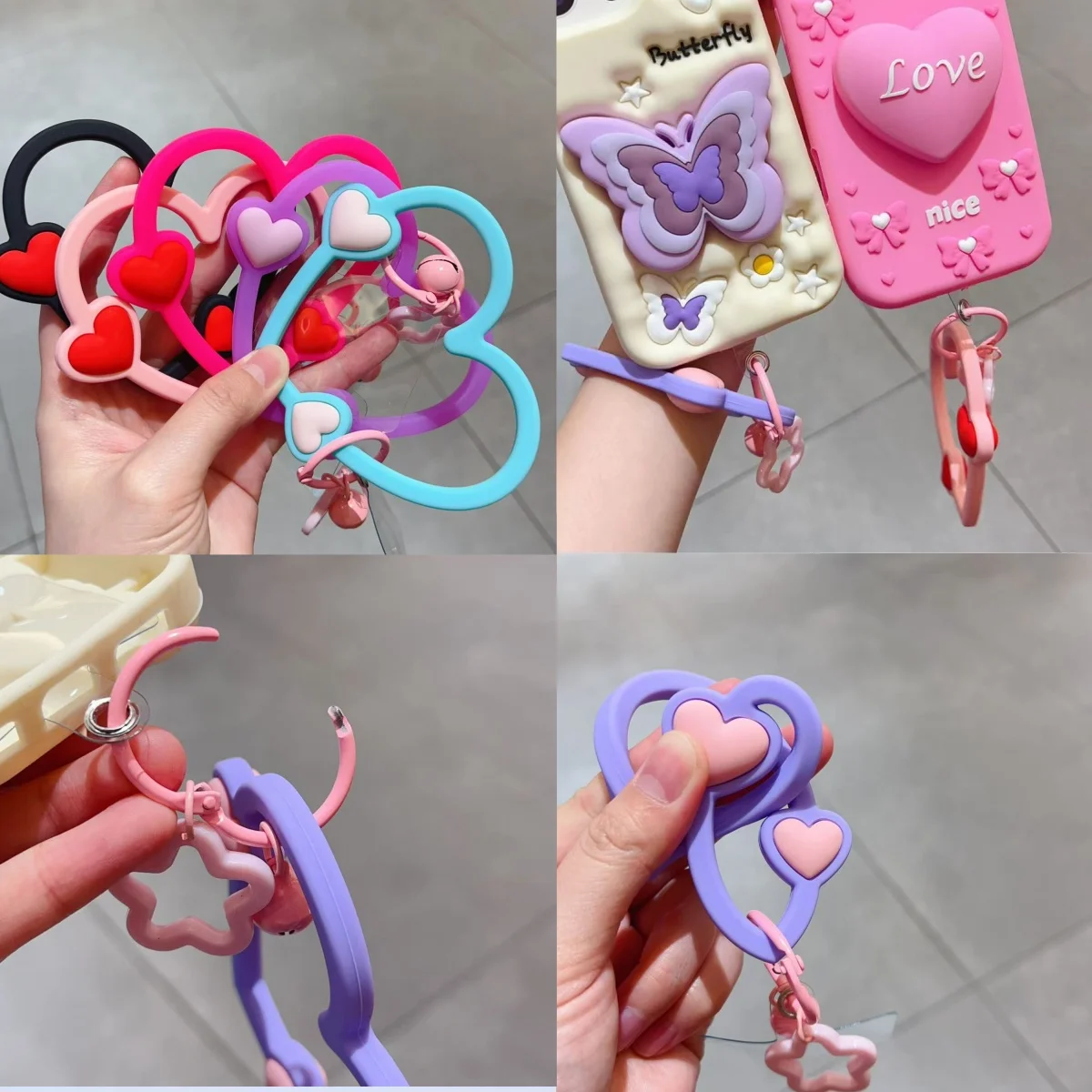 

cute big heart mobile phone lanyard strap soft tape gasket silicone small pendant decoration gift for IPhone Samsung Redmi