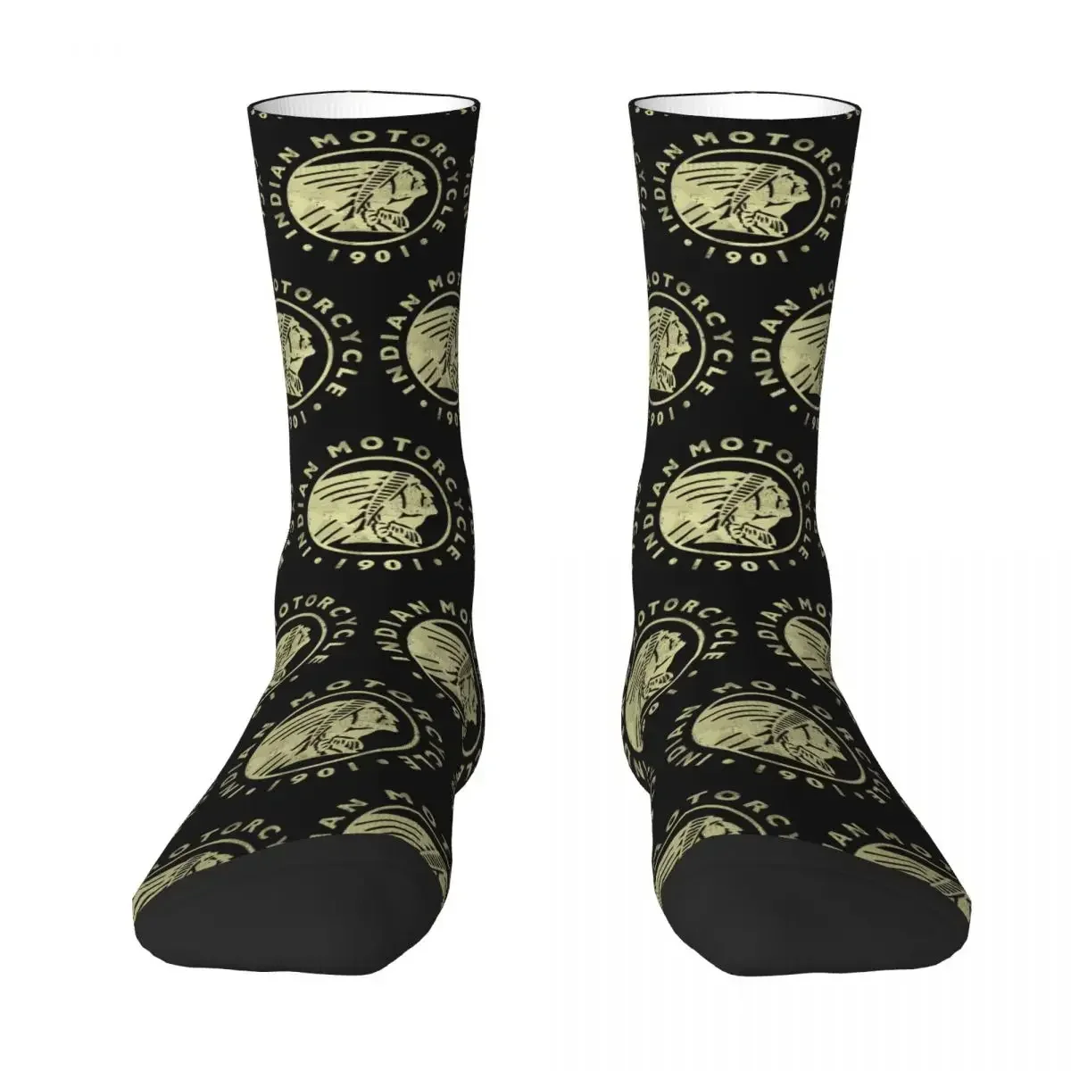 Calcetines con logotipo de motocicletas indias para hombre y mujer, medias largas Harajuku de alta calidad, accesorios para todas las estaciones, regalo de cumpleaños