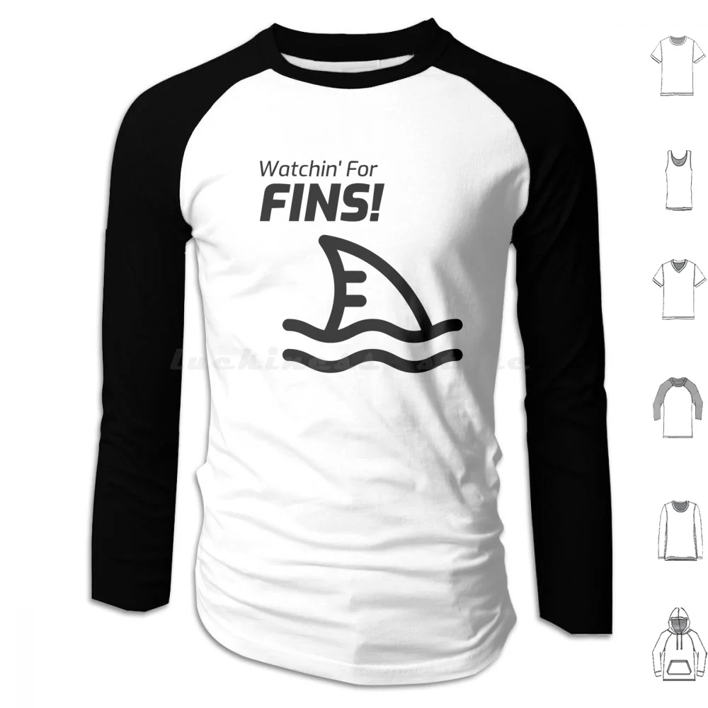 

Watchin' For Fins Hoodies Long Sleeve Parrothead Buffett Shark Tropical Volcano Parrot Margaritaville Beach Surfing