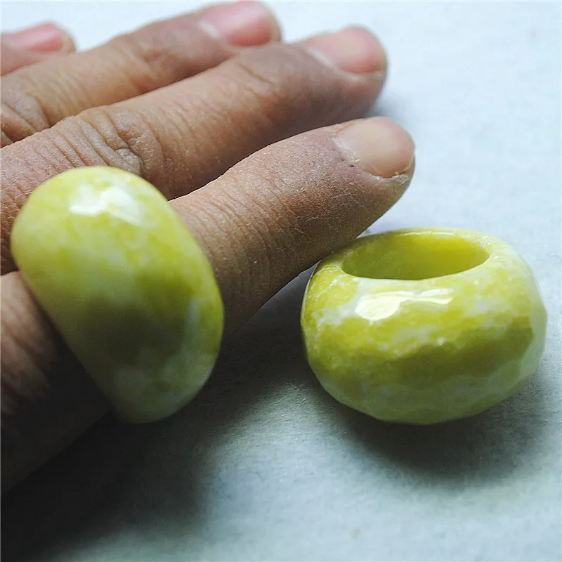 خواتم إصبع من حجر اليشم الأصفر الطبيعي للنساء ، قطر الثقب 18 19 ، زخارف قماشية لحفلات الزفاف ، ساخنة ، جديدة ، 1. #2