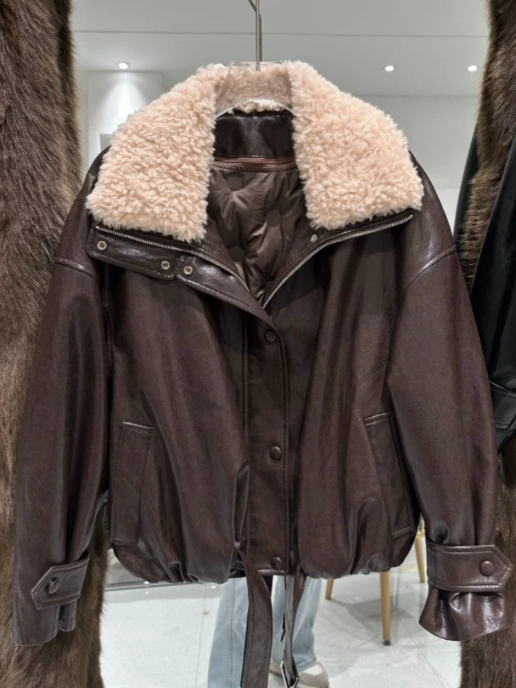 

Reality Fur Jacket Women Duck Down Coats and Parks Women's Winter Down Jacket Faux Leather Jacket Lightweight Padded Jackets