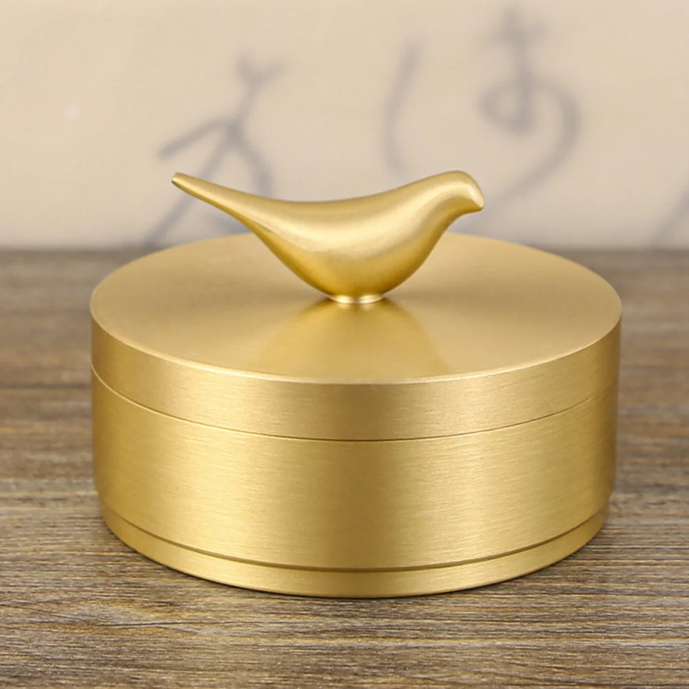 

Brass Ashtray Household Desktop Home Office Simple Design Wear-Resistant Sturdy Cigarette Holder Bird Pattern Decorative