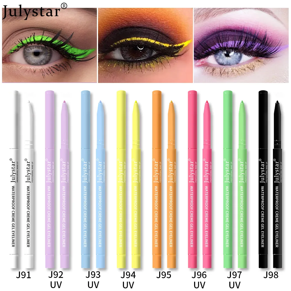 UV Fluorescent Eyeliner Pencil, Waterproof & Smudge-Proof, Colorful Shimmer Gel Eye Liner, Glitter Metallic Makeup, Long Lasting