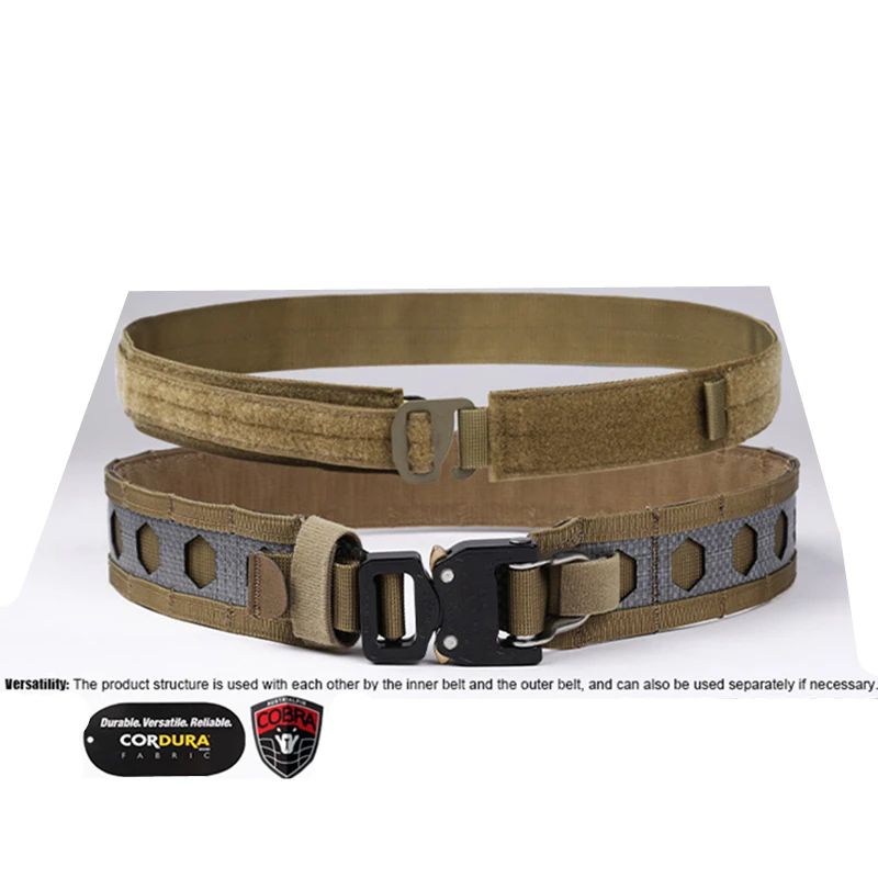 Emersongear FS Tactical Bison Belt 2 Layer Quick Detach Metal Buckle Battle Belt Lightweight MOLLE Hunting Airsoft Waistband Equ