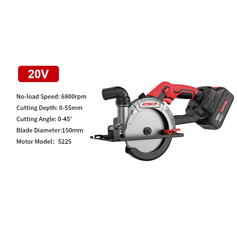 20V Lithium Brushless Power Tools 150mm 6800r/min Portable Electric Wood Metal Cutting Machine DIY Industrial Grade Cordless Saw