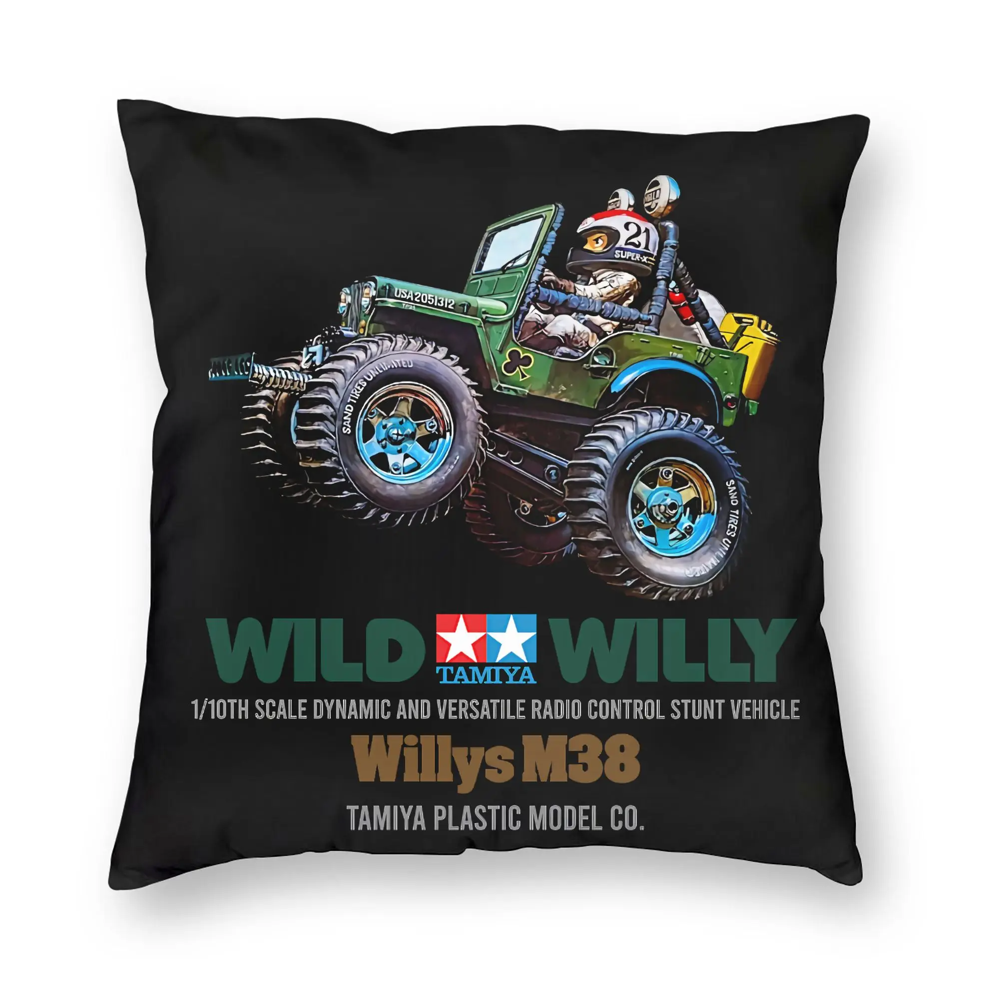 Fashion Green of Wild Cushion Covers 40x40cm Soft Tamiyas Symbol Pillow Case for Car Square Pillowcase Bedroom Decoration