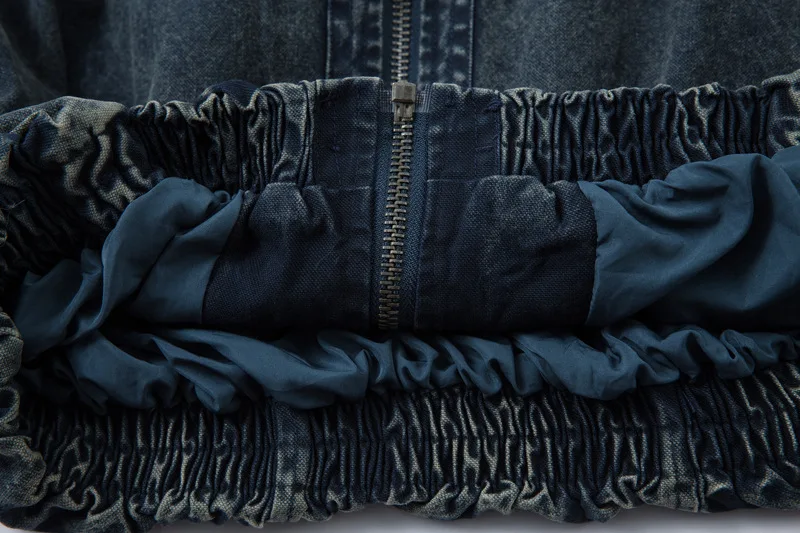 American Street Style Stand Collar Denim Jacket Unisex Short Zipper Design Loose Jacket Cool Casual Trendy Brand