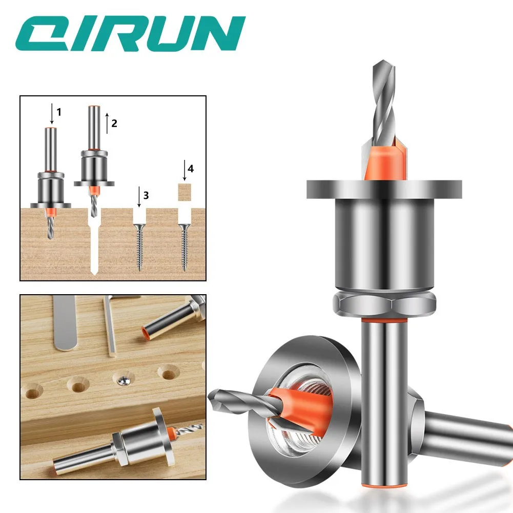 Sinking drill bits, alloy heads with limiters, taper drills, woodworking step drills, screw woodworking drill bits