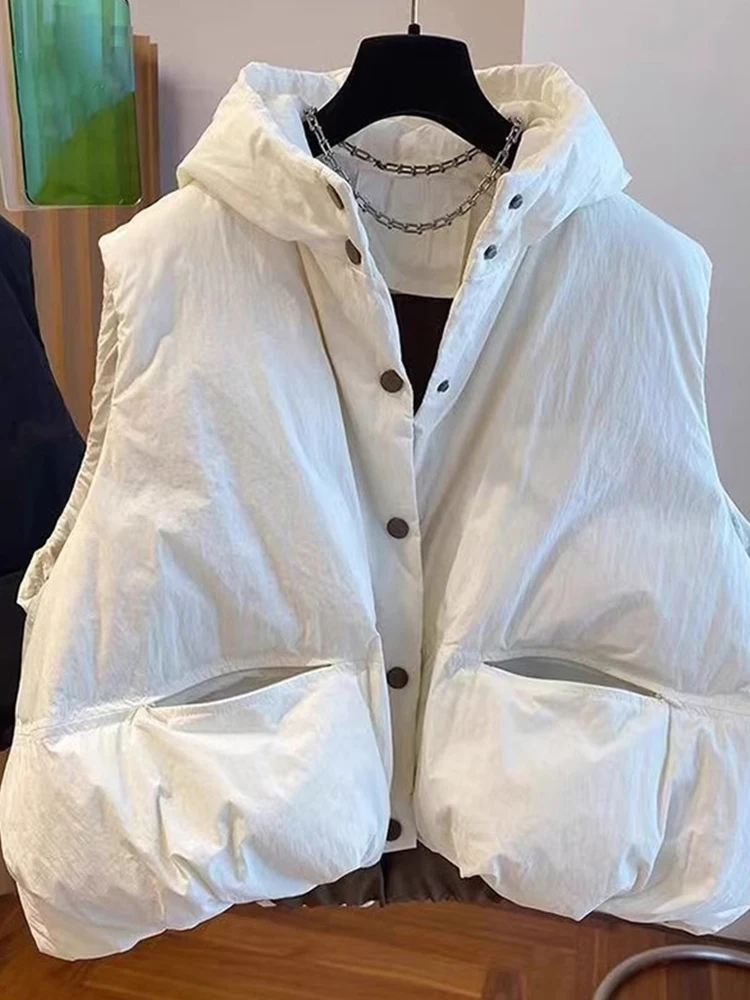 Jaet ort Thi – gilet à capuche en coton pour femme, vêtement chaud d'hiver, pour les déplacements, bouton unique, couleur Pure, 2024
