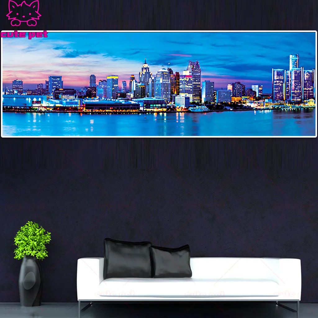 5D new arrival Diamond Painting American Cityscape Lake Skyline Diamond Mosaic Embroidery Full Drill Diy CrossStitch Decor large